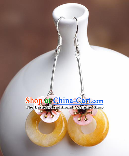Chinese Traditional Ear Jewelry Accessories National Hanfu Classical Topaz Earrings for Women