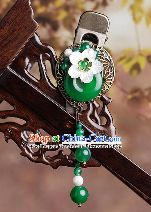 Chinese Traditional Hair Accessories National Hanfu Green Agate Hair Claw for Women