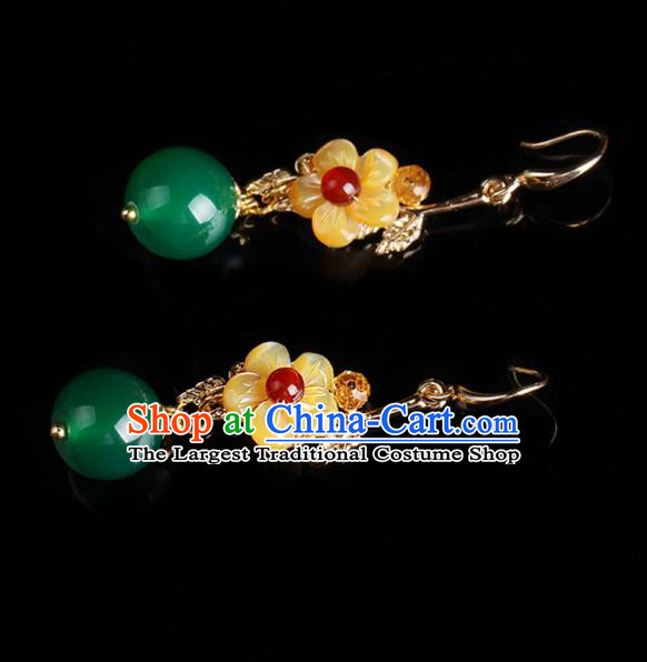 Chinese National Classical Hanfu Yellow Flower Earrings Traditional Jewelry Accessories for Women