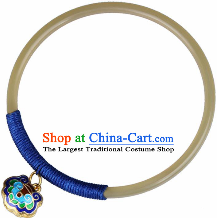 Chinese Traditional Jewelry Accessories National Hanfu Ox Horn Blueing Bracelet for Women