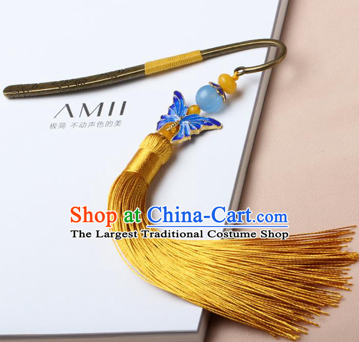 Chinese Traditional Hair Accessories Yellow Tassel Hair Clip National Hanfu Hairpins for Women