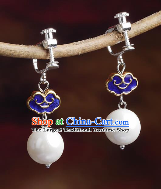 Chinese Yunnan National Cloisonne Earrings Traditional Classical Hanfu Ear Jewelry Accessories for Women