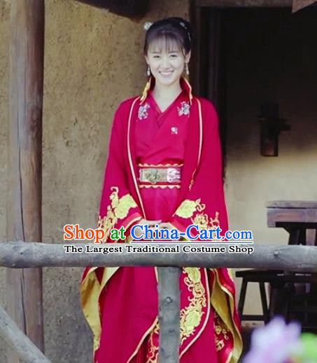 Chinese Traditional Ming Dynasty Wedding Replica Costumes Ancient Princess Red Hanfu Dress for Women