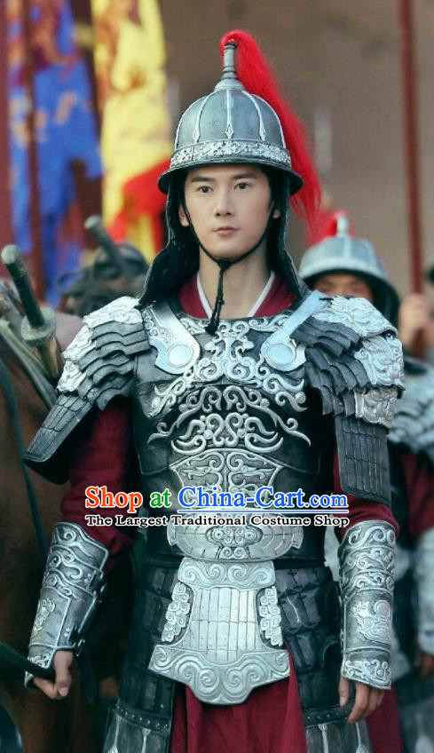 Traditional Chinese Ancient Ming Dynasty Emperor Zhengde Replica Costumes General Helmet and Body Armour for Men