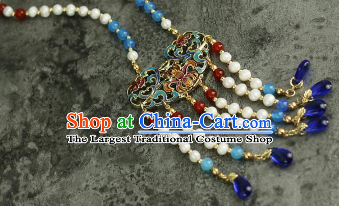 Handmade Chinese Traditional Cloisonne Necklace Traditional Classical Hanfu Necklet Jewelry Accessories for Women