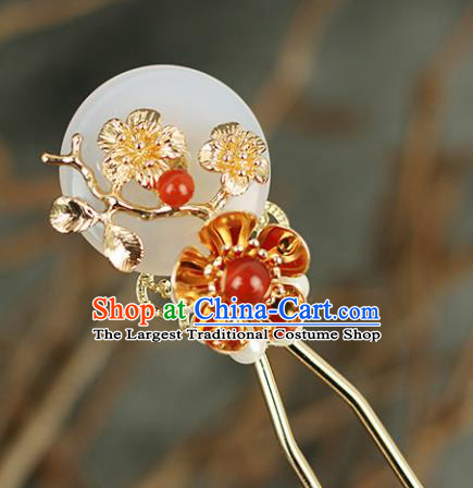 Handmade Chinese Traditional Jade Plum Blossom Hairpins Traditional Classical Hanfu Hair Accessories for Women