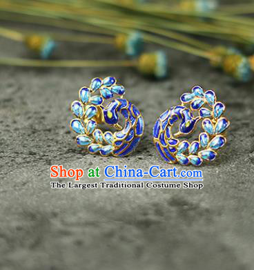 Chinese Handmade Cloisonne Peacock Earrings Traditional Classical Hanfu Ear Jewelry Accessories for Women