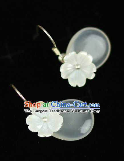 Chinese Handmade Flowers Earrings Traditional Classical Hanfu Ear Jewelry Accessories for Women