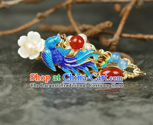 Handmade Chinese Traditional Blueing Phoenix Hair Claw Traditional Classical Hanfu Hair Accessories for Women