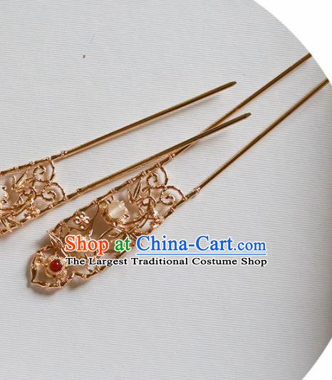 Handmade Chinese Traditional Golden Hairpins Ancient Classical Hanfu Hair Accessories for Women