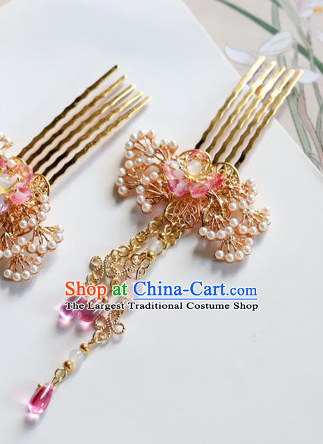 Handmade Chinese Traditional Tassel Hair Combs Ancient Classical Hanfu Hair Accessories for Women