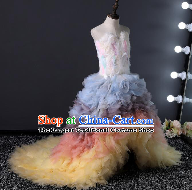 Children Modern Dance Costume Stage Performance Princess Compere Colorful Full Dress for Girls Kids