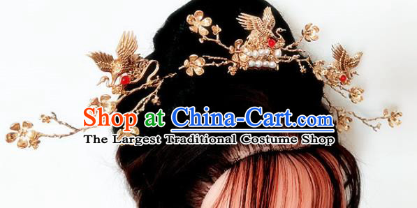 Chinese Ancient Traditional Cranes Hairpins Handmade Classical Hair Accessories Complete Set for Women