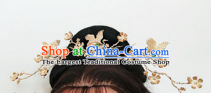 Chinese Ancient Traditional Cranes Crown Hairpins Handmade Classical Hair Accessories Complete Set for Women