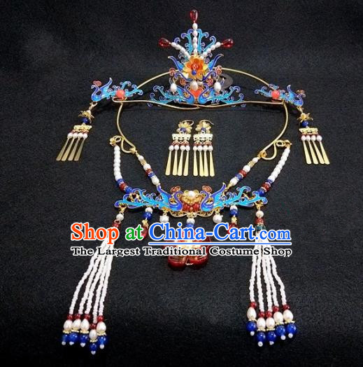 Chinese Ancient Traditional Hanfu Phoenix Coronet Hairpins Handmade Classical Hair Accessories for Women