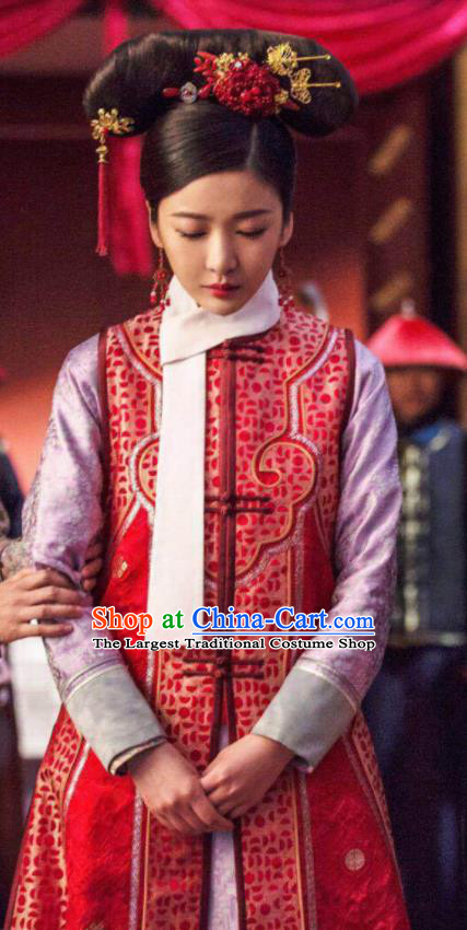 Ruyi Royal Love in the Palace Chinese Ancient Drama Qing Dynasty Palace Lady Embroidered Costumes and Headpiece Complete Set