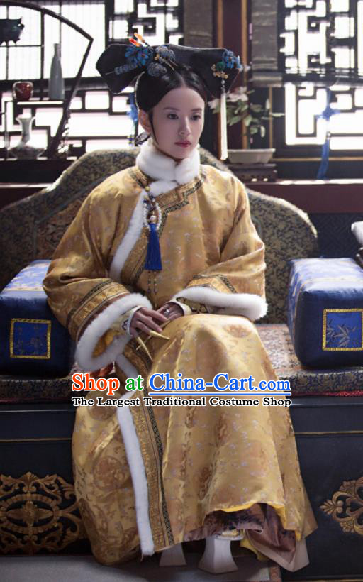 Ruyi Royal Love in the Palace Chinese Ancient Qing Dynasty Drama Empress Embroidered Costumes and Headpiece Complete Set