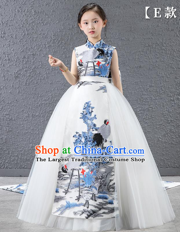 Children Modern Dance Costume Chinese Compere Catwalks Qipao Dress for Kids