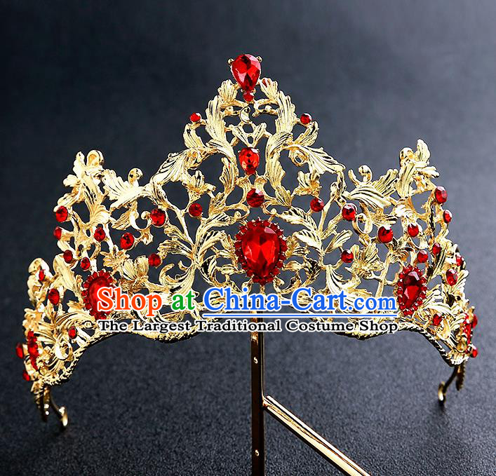 Top Grade Handmade Baroque Royal Crown Hair Accessories Princess Hair Clasp for Women