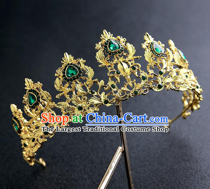 Top Grade Handmade Baroque Golden Royal Crown Hair Accessories Princess Hair Clasp for Women