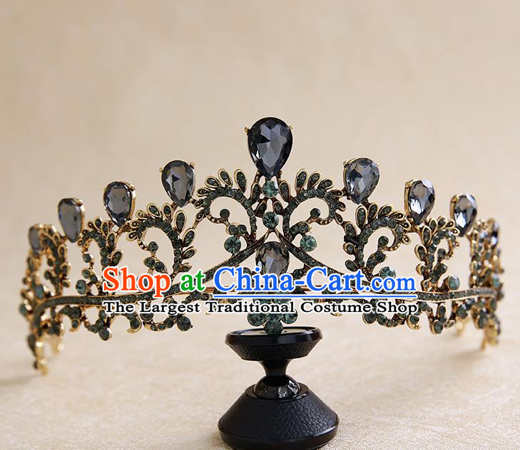 Top Grade Handmade Baroque Black Royal Crown Hair Accessories Princess Hair Clasp for Women