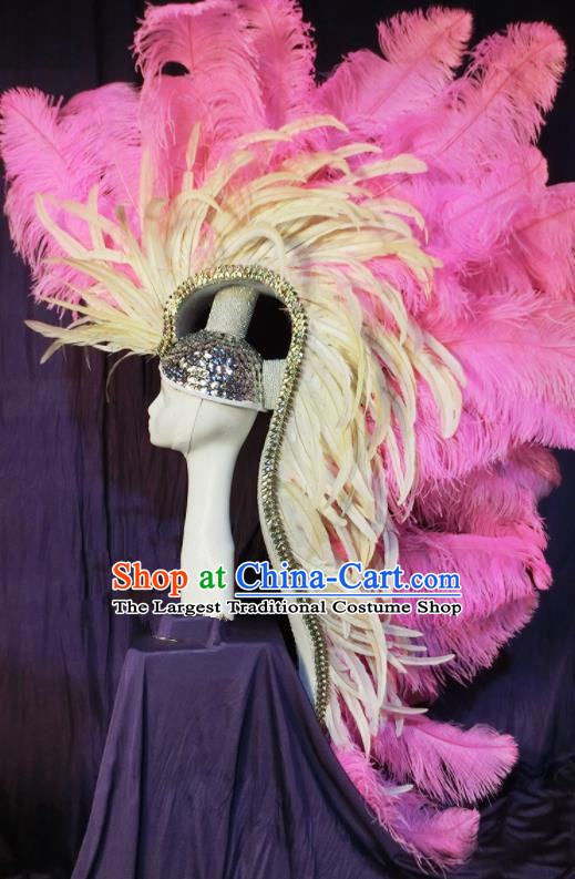 Halloween Cosplay Pink Feather Hair Accessories Brazilian Carnival Parade Headwear for Women