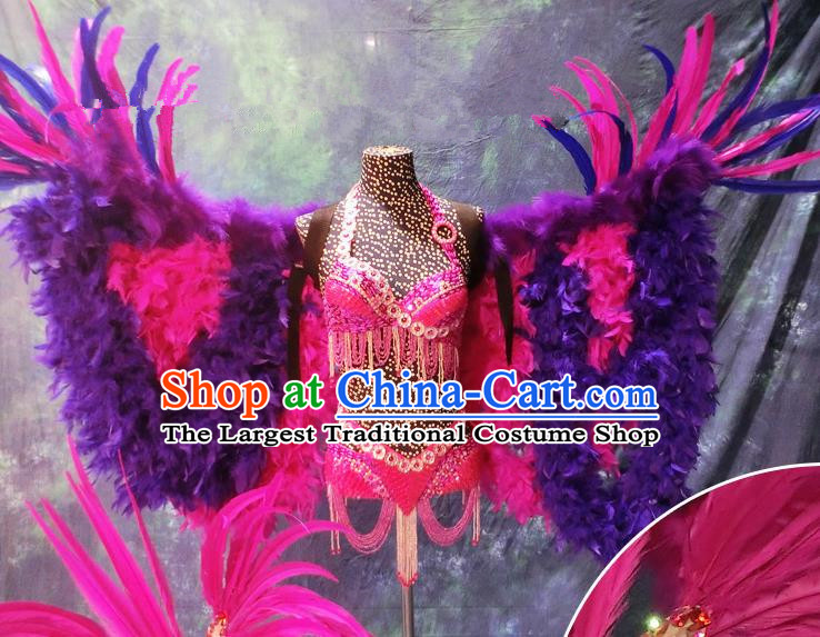 Halloween Stage Show Feather Costumes Brazilian Carnival Parade Swimsuit and Wings for Women