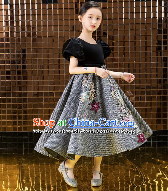 Children Catwalks Princess Costume Compere Stage Performance Full Dress for Girls Kids