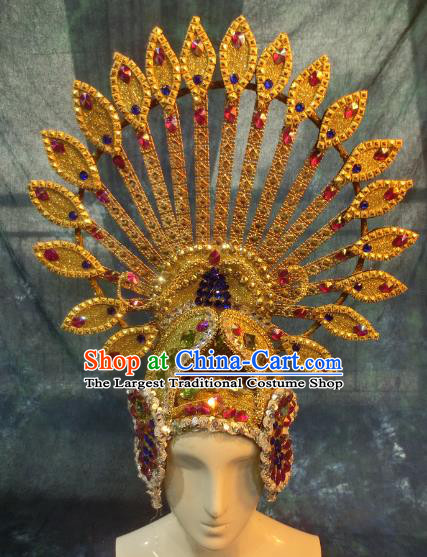 Halloween Cosplay Deluxe Golden Hair Accessories Brazilian Carnival Catwalks Hat Headwear
