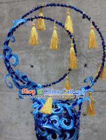 Halloween Cosplay Deluxe Palace Hair Accessories Chinese Catwalks Blue Hat Headwear for Women