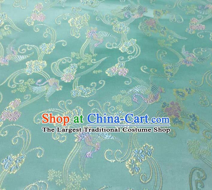 Asian Chinese Traditional Pattern Design Green Brocade Silk Fabric Chinese Material