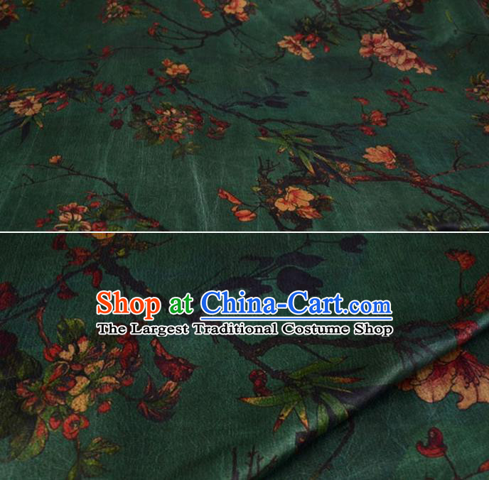 Asian Chinese Traditional Pattern Silk Design Brocade Fabric Chinese Green Gambiered Guangdong Gauze Material