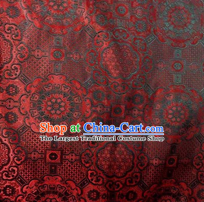 Asian Chinese Tang Suit Material Traditional Pattern Design Red Brocade Silk Fabric
