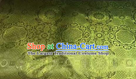 Asian Chinese Tang Suit Material Traditional Pattern Design Olive Green Brocade Silk Fabric