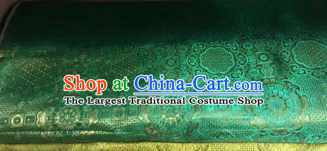 Asian Chinese Tang Suit Material Traditional Pattern Design Green Brocade Silk Fabric