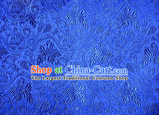 Asian Chinese Tang Suit Satin Material Traditional Grape Pattern Design Royalblue Brocade Silk Fabric