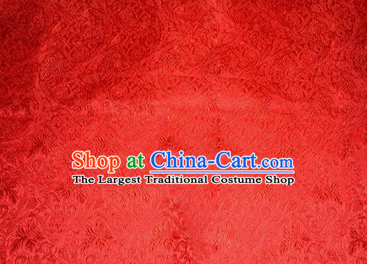 Asian Chinese Tang Suit Satin Material Traditional Grape Pattern Design Red Brocade Silk Fabric