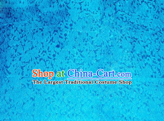 Asian Chinese Tang Suit Satin Material Traditional Pattern Design Blue Brocade Silk Fabric