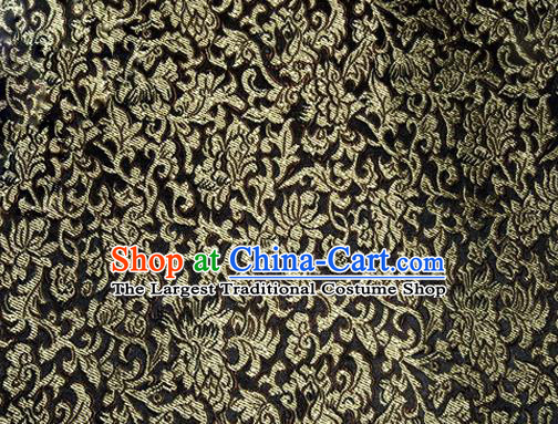 Asian Chinese Tang Suit Satin Material Traditional Pattern Design Black Brocade Silk Fabric