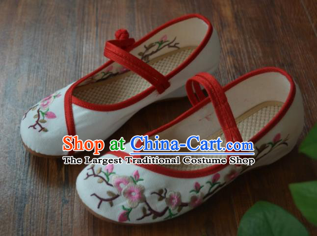 Chinese Traditional Hanfu White Shoes Ancient Princess Shoes Embroidered Shoes for Women