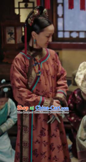 Chinese Ancient Qing Dynasty Manchu Imperial Consort Ruyi Embroidered Costumes for Women