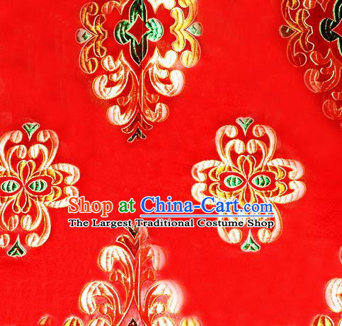 Asian Chinese Tang Suit Red Brocade Material Traditional Palace Pattern Design Satin Silk Fabric