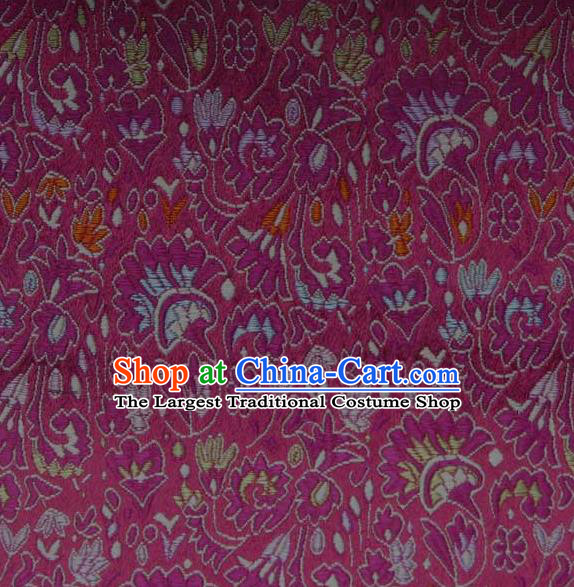 Asian Traditional Cockscomb Pattern Design Rosy Satin Material Chinese Tang Suit Brocade Silk Fabric