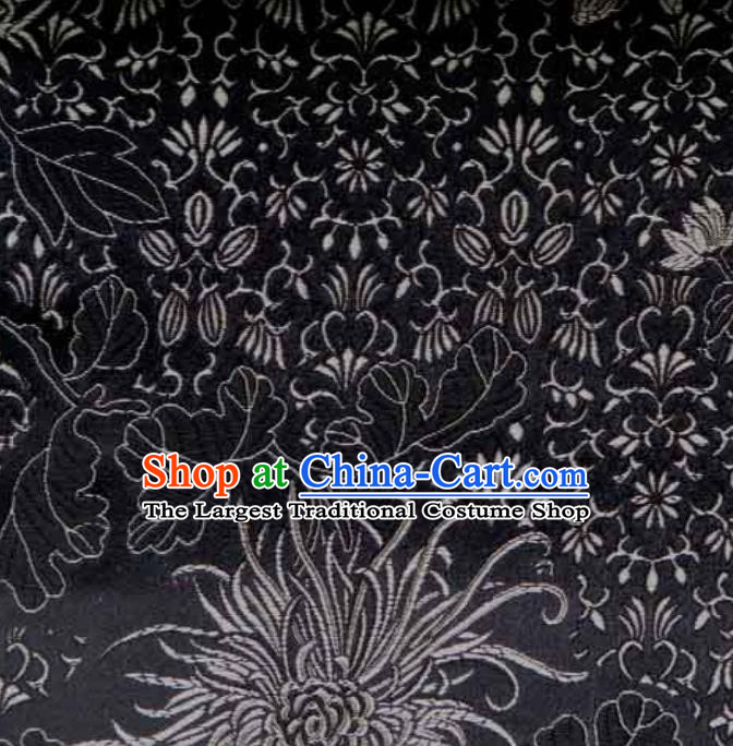 Asian Traditional Pattern Design Black Satin Material Chinese Tang Suit Brocade Silk Fabric