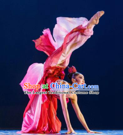 Chinese Traditional Classical Dance Costumes Umbrella Dance Red Dress for Women