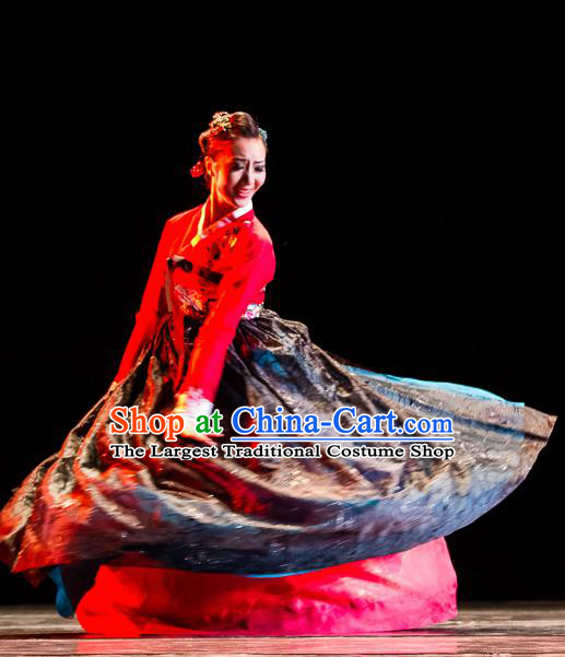 Chinese Traditional Folk Dance Group Dance Costumes Korean Nationality Stage Performance Dress for Women