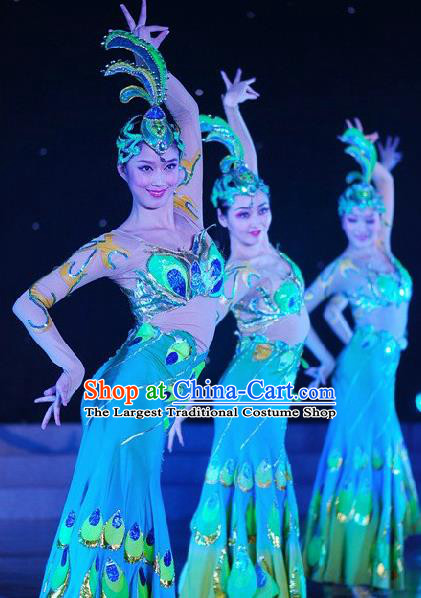 Chinese Traditional Folk Dance Pavane Costumes Group Dance Stage Performance Clothing for Women