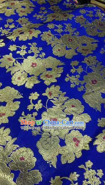 Asian Traditional Royal Pattern Design Royalblue Satin Material Chinese Tang Suit Brocade Silk Fabric