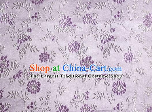 Asian Traditional Royal Flowers Pattern Design Lilac Satin Material Chinese Tang Suit Brocade Silk Fabric