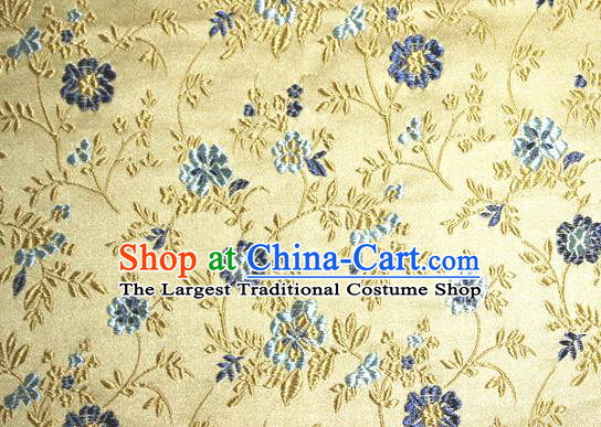 Asian Traditional Royal Flowers Pattern Design Golden Satin Material Chinese Tang Suit Brocade Silk Fabric